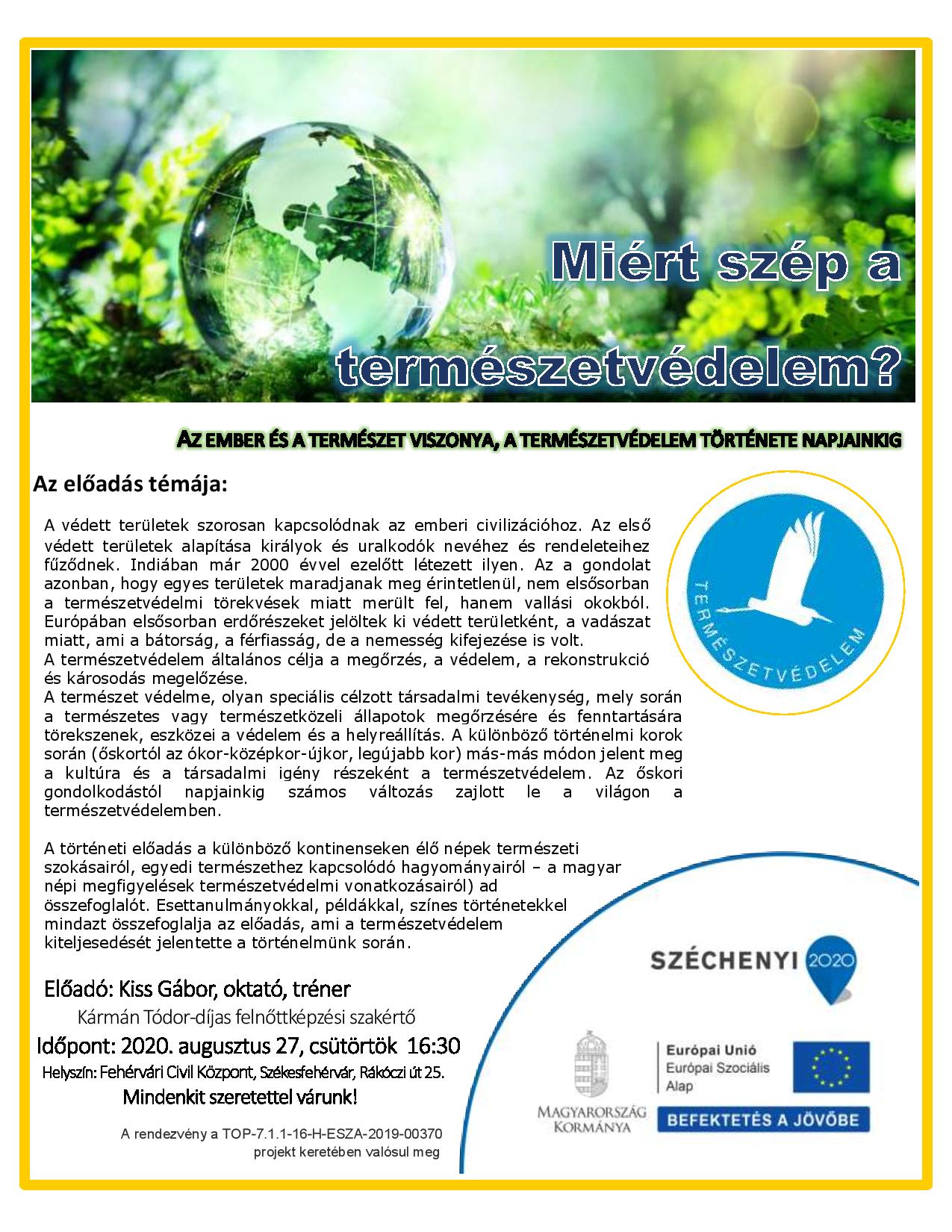 Az ember és a természet viszonyáról lesz szó a Fehérvári Civil Központban